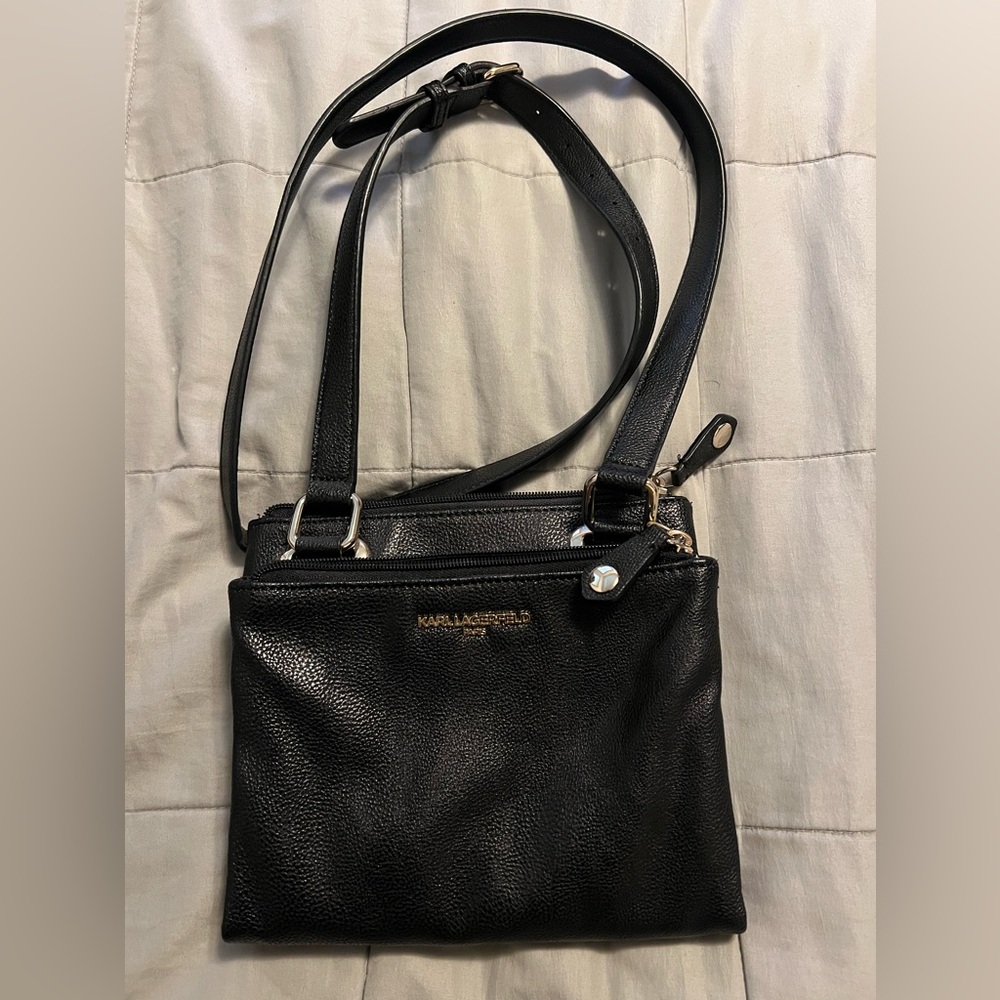 Karl Lagerfeld Black Leather Crossbody